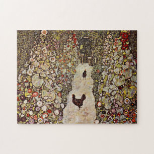 Klimt Garten mit Hahn-Puzzlespiel Puzzle