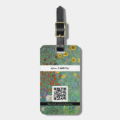 Klimt - Garten mit Sonnenblumen - QR-Code Gepäckanhänger (Vorderseite vertikal)