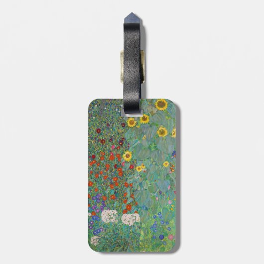 Klimt - Garten mit Sonnenblumen - QR-Code Gepäckanhänger (Rückseite vertikal)
