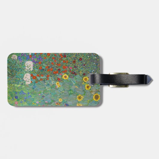 Klimt - Garten mit Sonnenblumen - QR-Code Gepäckanhänger (Rückseite horizontal)