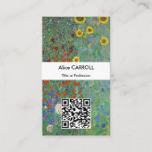 Klimt - Garten mit Sonnenblumen - QR-Code Visitenkarte (Vorderseite)