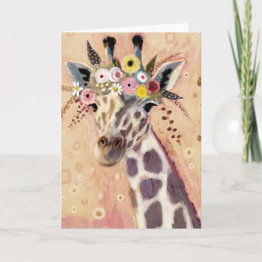 Klimt Giraffe | geschmückt in den Blumen Karte (Vorderseite)