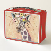 Klimt Giraffe | geschmückt in den Blumen Metall Brotdose (Rückseite)