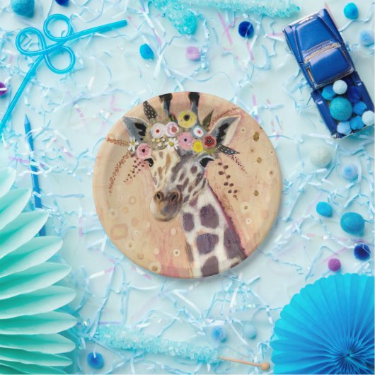 Klimt Giraffe | geschmückt in den Blumen Pappteller (Party)