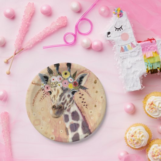 Klimt Giraffe | geschmückt in den Blumen Pappteller (Party)