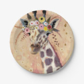 Klimt Giraffe | geschmückt in den Blumen Pappteller (Vorderseite)
