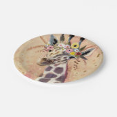 Klimt Giraffe | geschmückt in den Blumen Pappteller (Schrägansicht)