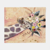 Klimt Giraffe | In Blume verziert Fleecedecke (Vorderseite (Horizontal))
