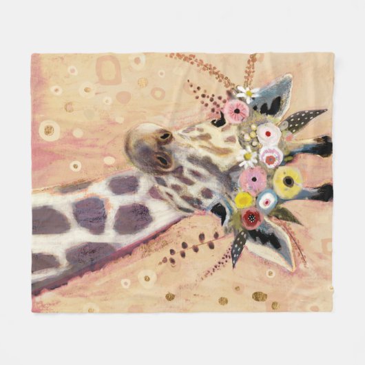 Klimt Giraffe | In Blume verziert Fleecedecke (Vorderseite (Horizontal))