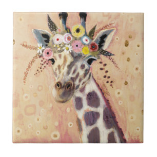 Klimt Giraffe   In Blume verziert Fliese