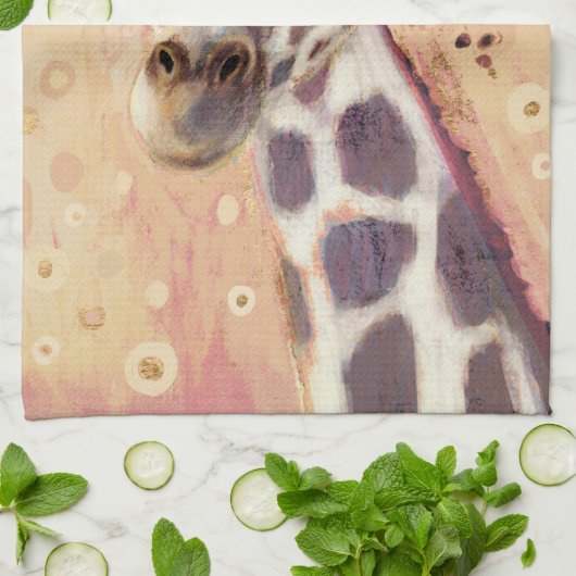 Klimt Giraffe | In Blume verziert Geschirrtuch (Gefaltet)