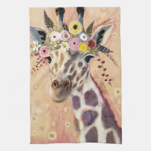 Klimt Giraffe   In Blume verziert Geschirrtuch