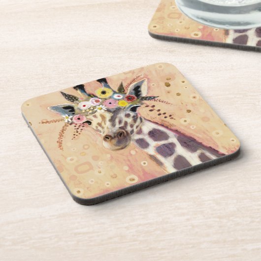 Klimt Giraffe | In Blume verziert Getränkeuntersetzer (Linke Seite)