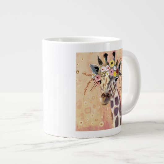Klimt Giraffe | In Blume verziert Jumbo-Tasse (Vorderseite Rechts)