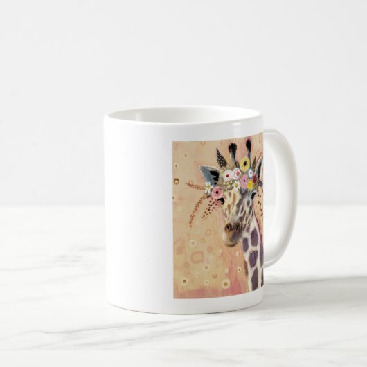 Klimt Giraffe | In Blume verziert Kaffeetasse (VorderseiteRechts)