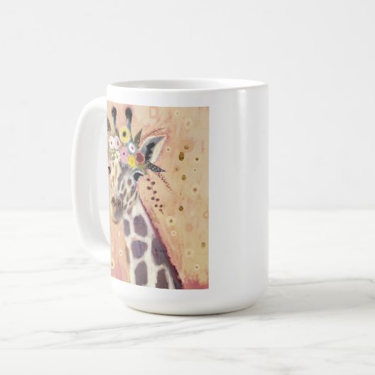 Klimt Giraffe | In Blume verziert Kaffeetasse (Vorderseite Links)