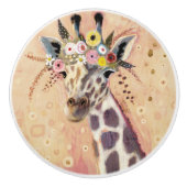 Klimt Giraffe | In Blume verziert Keramikknauf (Vorderseite)
