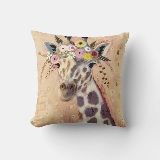 Klimt Giraffe | In Blume verziert Kissen (Vorderseite)