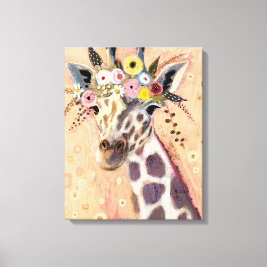 Klimt Giraffe | In Blume verziert Leinwanddruck (Vorderseite)
