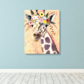 Klimt Giraffe | In Blume verziert Leinwanddruck (Insitu (Holzboden))