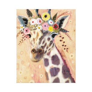 Klimt Giraffe   In Blume verziert Leinwanddruck