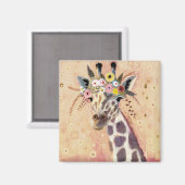 Klimt Giraffe | In Blume verziert Magnet (Vorderseite/Rückseite)