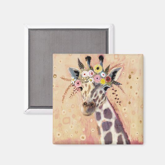 Klimt Giraffe | In Blume verziert Magnet (Vorderseite/Rückseite)