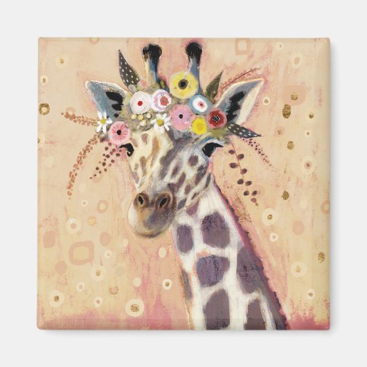 Klimt Giraffe | In Blume verziert Magnet (Vorne)