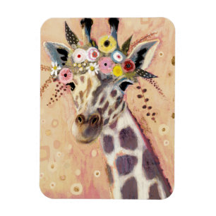 Klimt Giraffe   In Blume verziert Magnet