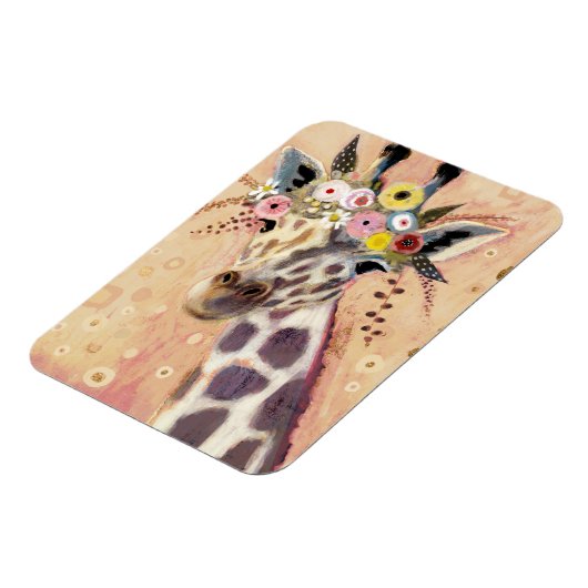 Klimt Giraffe | In Blume verziert Magnet (Linke Seite)