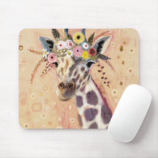 Klimt Giraffe | In Blume verziert Mousepad (Mit Mouse)