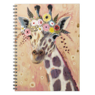 Klimt Giraffe   In Blume verziert Notizblock