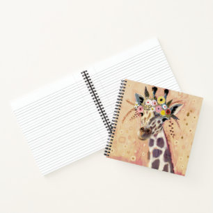 Klimt Giraffe   In Blume verziert Notizblock