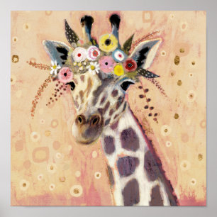 Klimt Giraffe In Blume verziert Poster