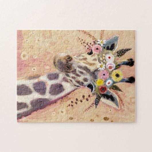 Klimt Giraffe | In Blume verziert Puzzle (Horizontal)