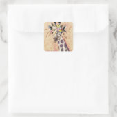 Klimt Giraffe | In Blume verziert Quadratischer Aufkleber (Tasche)