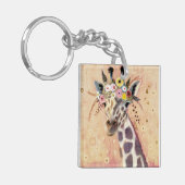 Klimt Giraffe | In Blume verziert Schlüsselanhänger (Vorderseite links)