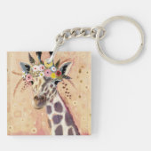 Klimt Giraffe | In Blume verziert Schlüsselanhänger (Rückseite)