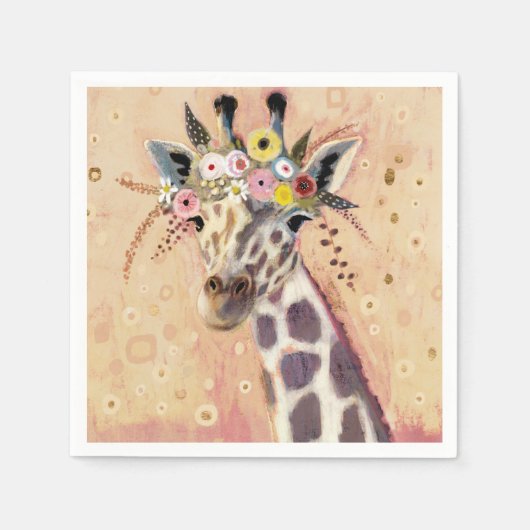 Klimt Giraffe | In Blume verziert Serviette (Vorderseite)