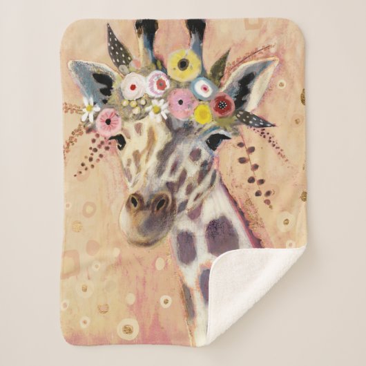 Klimt Giraffe | In Blume verziert Sherpadecke (Vorderseite)