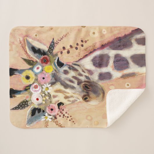 Klimt Giraffe | In Blume verziert Sherpadecke (Vorderseite (Horizontal))