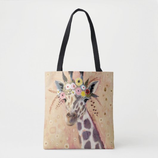 Klimt Giraffe | In Blume verziert Tasche (Vorderseite)