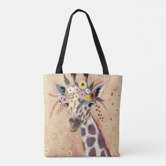 Klimt Giraffe | In Blume verziert Tasche (Rückseite)