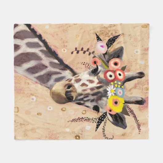 Klimt Giraffe | Krone der Blume Fleecedecke (Vorderseite (Horizontal))