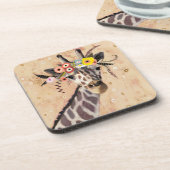 Klimt Giraffe | Krone der Blume Getränkeuntersetzer (Linke Seite)