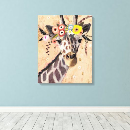 Klimt Giraffe | Krone der Blume Leinwanddruck (Insitu (Holzboden))