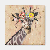 Klimt Giraffe | Krone der Blume Magnet (Vorne)