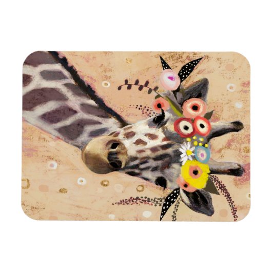 Klimt Giraffe | Krone der Blume Magnet (Horizontal)