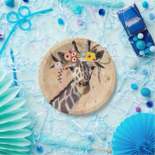Klimt Giraffe | Krone der Blume Pappteller (Party)