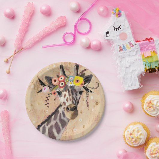 Klimt Giraffe | Krone der Blume Pappteller (Party)